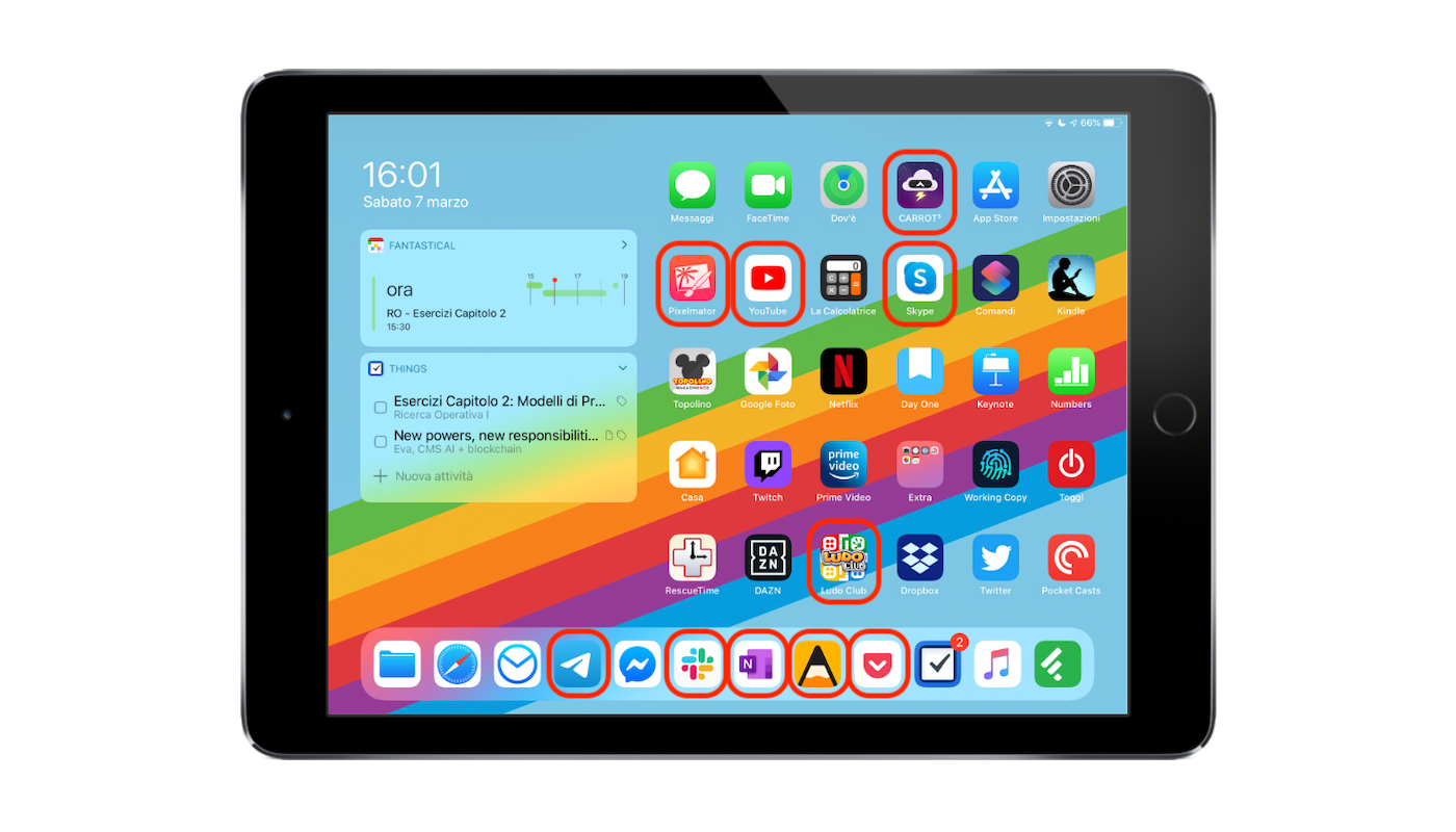 Homescreen iPadOS, Primo gruppo di app, 2020